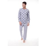 Pijadore 1407 Erkek Uzun Kollu Kareli Düğmeli Pijama Takım