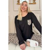 Pijama Evi Brown Leopar Desenli Bambu Uzun Kol Kadın Pijama Takımı - Kahverengi - S - M