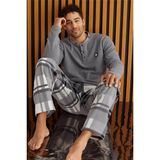 Pijama Evi Melanj Ekose Desenli polar erkek pijama takımı - 2XL