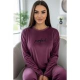 Pijama Evi Mürdüm Perfect Desenli Exclusive Kadife Kadın Pijama Takımı - S - M