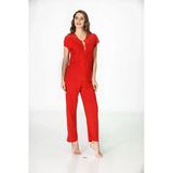 #Pijama Kaliteli Esnek Likralı Sağlıklı Rahat Modern Şık Kadın Ev Giyimi Kırmızı Penye Pijama Takımı