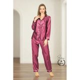 #Pijama Mor Saten Kadın Pijama Takımı Rahat Ev Giyim Günlük ve Çeyizlik Nefes Alabilen Yumuşak