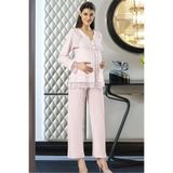 Pijama Pazarı 2180 Kadın Uzun Kolu Hamile Lohusa Pijama Takımı-pudra PUDRA XL