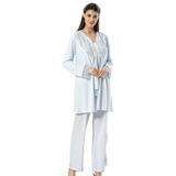 Pijama Pazarı 2190 Kadın Hamile Lohusa Sabahlıklı Pijama Takım-mavi MAVİ M