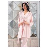 Pijama Pazarı 2190 Kadın Hamile Lohusa Sabahlıklı Pijama Takım-pudra Pudra S