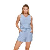 Pijama Pazarı 24507 Kadın Kalın Askılı Şortlu Pijama Takımı-mavi MAVİ 42