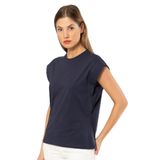 Pijama Pazarı 3401 Kadın Vatka Görünümlü T-shirt-lacivert Standart 2XL