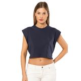 Pijama Pazarı 3402 Kadın Vatka Görünümlü Crop T-shirt-lacivert Standart L