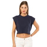 Pijama Pazarı 3402 Kadın Vatka Görünümlü Crop T-shirt-lacivert Standart S
