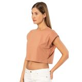 Pijama Pazarı 3402 Kadın Vatka Görünümlü Crop T-shirt-somon Tarçın L