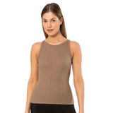 Pijama Pazarı 3403 Kadın Halter Yaka Fitilli Atlet T-shirt KAHVE L