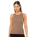 Pijama Pazarı 3403 Kadın Halter Yaka Fitilli Atlet T-shirt KAHVE S
