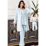 Pijama Pazarı 4001 Kadın Hamile Lohusa Sabahlıklı Pijama Takım-mavi MAVİ M