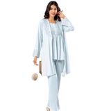 Pijama Pazarı 4001 Kadın Hamile Lohusa Sabahlıklı Pijama Takım-mavi MAVİ XL