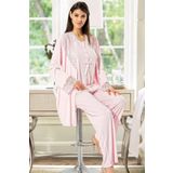 Pijama Pazarı 4200 Kadın Hamile Lohusa Sabahlıklı Pijama Takım-pudra PUDRA L