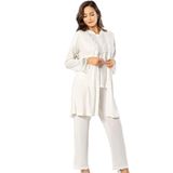 Pijama Pazarı 4750 Kadın Hamile Lohusa Sabahlıklı Pijama Takım-ekru EKRU XL
