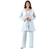 Pijama Pazarı 4850 Kadın Hamile Lohusa Sabahlıklı Pijama Takım-mavi MAVİ M