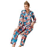 Pijama Pazarı 5654x Kadın Büyük Beden Saten Önden Düğmeli Uzun Kollu Pijama Takımı-yeşil YEŞİL 3XL
