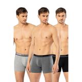 Pijama Pazarı Cacharel 1338 Erkek 3'lü Likralı Uzun Paça Boxer-Siyah&Antrasit&Gri GRİ XL