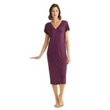 Pijama Pazarı Monamise 18500 Kadın V Yaka Kısa Kollu Gecelik-Bordo BORDO S