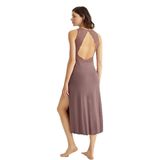 Pijama Pazarı Monamise 18508 Kadın Kalın Askılı Sırt Dekolteli Yırtmaçlı Gecelik-Kahve KAHVE XL