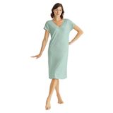 Pijama Pazarı Monamise 18517 Kadın V Yaka Dantelli Düğmeli Kısa Kollu Gecelik-açıkyeşil AÇIK YEŞİL S