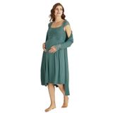 Pijama Pazarı Monamise 18534 Hamile Lohusa Sabahlıklı Gecelik Takım-Yeşil YEŞİL M