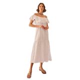 Pijama Pazarı Monamise 23078 Kadın Volanlı Fisto Elbise-Beyaz BEYAZ L
