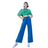 Pijama Pazarı Monamise 23090 Kadın Kısa Kollu 3'lü Crop Eşofman Takım-mavi MAVİ M