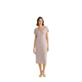 Pijama Pazarı Monamise Kadın Yakası Dantelli Kısa Kollu Gecelik 18504 VİZON M