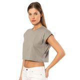Pijama Pazarı Türen 3402 Kadın Vatka Görünümlü Crop T-shirt-Gri GRİ M