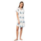 Pijama Pazarı Türen 3601 Kadın Kısa Kollu Dokuma Gömlek Elbise -Ekru EKRU L