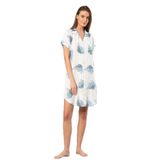 Pijama Pazarı Türen 3601 Kadın Kısa Kollu Dokuma Gömlek Elbise -Ekru EKRU XL