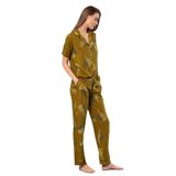 Pijama Pazarı Türen 3604 Kadın Kısa Kollu Dokuma Gömlek Pijama Takım-Haki HAKİ 2XL