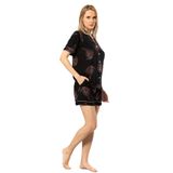 Pijama Pazarı Türen 3605 Kadın Kısa Kollu Şortlu Gömlek Pijama Takım-Siyah SİYAH XL