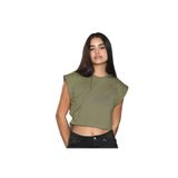 Pijama Pazarı Türen Kadın Vatka Görünümlü Crop T-shirt Haki L