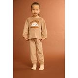 Pijama Takımı Bulut Baskılı Uzun Kollu Welsoft Pelüş Üst Uzun Alt Kız Bebek