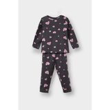 Pijama Takımı Kalp Desenli Uzun Kollu Üst Uzun Alt Kız Bebek