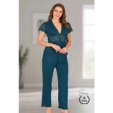 #Pijama Yeşil Nefes Alabilen Yumuşak Kadın Pijama Seti Günlük Kullanım Modern Şık Çeyiz Terletmeyen