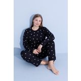 pijamacity Büyük Beden Kadın Uzun Kollu Pamuklu Pijama Takımı
