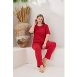 pijamacity Kadın Battal Kısa Kollu Pamuklu Pijama Takımı