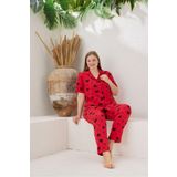 pijamacity Kadın Pamuklu Önden Düğmeli Kısa Kollu Pijama Takımı