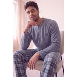 Pijamaevi Füme Ekose Desenli Polar Erkek Pijama Takımı