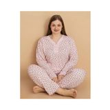 pijamakeyfi Kadın Büyük Beden Pijama Takımı Düğmeli & Dantel V Yaka Bambu Kumaş Pijama Takımı