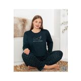 pijamakeyfi Kadın Büyük Beden Uzun Kol Esnek Pijama Takımı