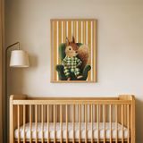 Pijamalı Sevimli Sincap Çocuk Odası Duvar Posteri Çerçeveli Tablo Duvar Dekorasyonu - 30 x 40 - Ahşap Çerçeveli