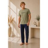Pijamask Erkek Haki Baskılı Kısa Kollu Tişört Lacivert Uzun Alt Pamuklu Pijama Takımı Alternatif, Daha Fazla Arama Kelimesi Içeren Versiyon: - XL