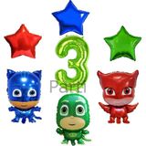 Pijamaskeliler 3 Yaş Yeşil Rakam Balon Set Pjmasks Konsept Balon Set Pijamaskeli Doğum Günü Set