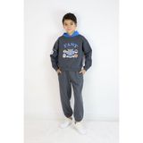 Pijamella Erkek Çocuk 2'li Takım Oversize Kapşonlu Sweatshirt-Beli Lastikli Alt Eşofman Takımı - 8 Yaş - Koyu Gri