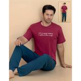 Pijamerry Erkek Bisiklet Yaka Kısa Kol Penye Pijama Takımı 6320 - 1 Adet 2Xl Kırmızı
